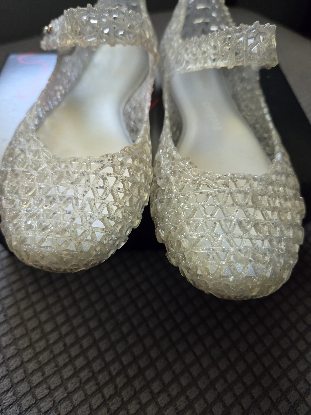 Mini Melissa Campana Mary Jane Shoes Clear Glitter Size 28/29 EUR 11 US - Picture 5 of 7